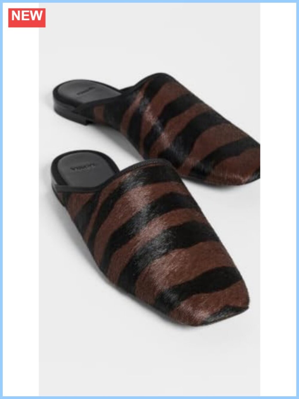 Dakota Square Toe Mules Calf Hair Fur Leather Flat Casual Walking - Picture 3 of 3